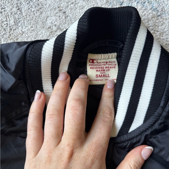 Champion Black and White Striped Collar Jacket - Picture 3 of 4